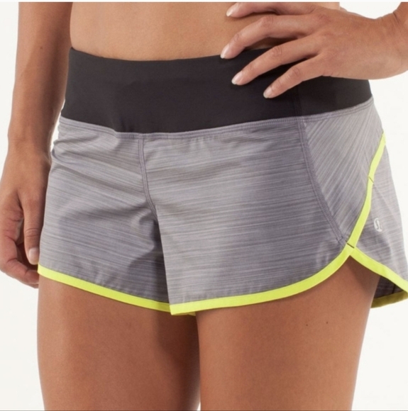 Lululemon Run: Speed Short Size 2 Gray Black And Yellow Color W7278S - Picture 4 of 13